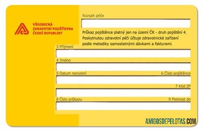 Cartão de seguro saúde da República Tcheca amostra